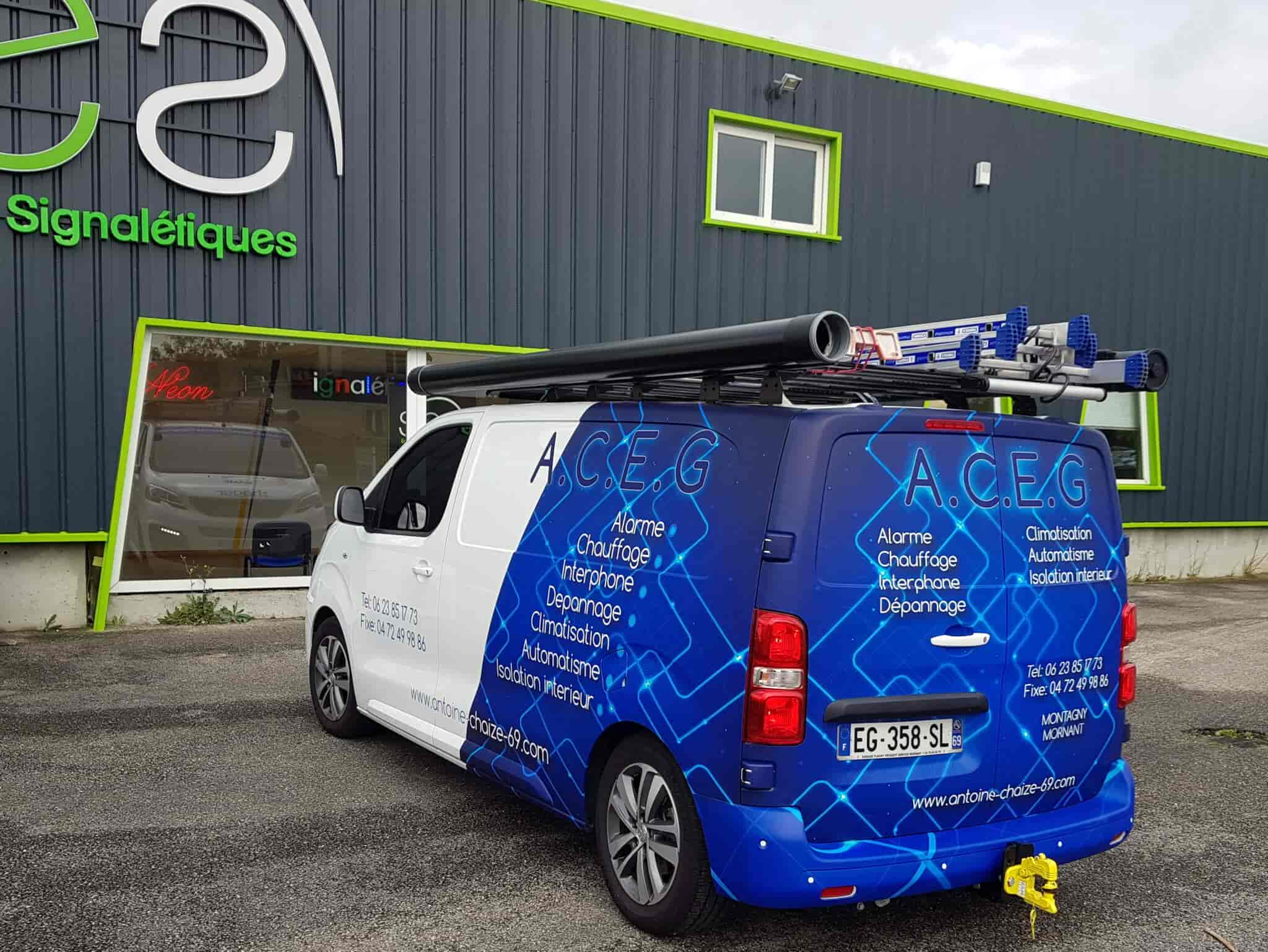 Covering Véhicule Aceg Camionnette - Floquage véhicule Panneau Aluminium - REVOL