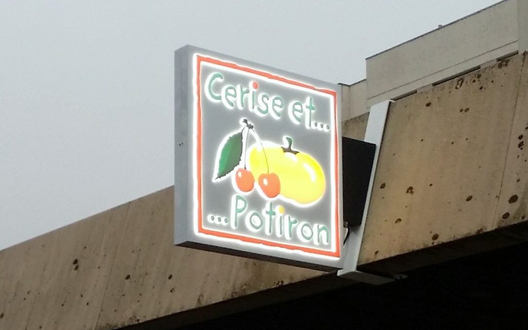 Enseigne drapeau - Cerise et Potiron